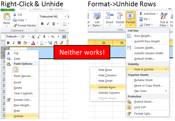 how to hide and unhide a column in excel