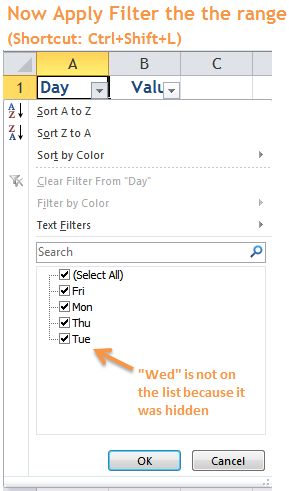 Excel Tips - Filter vs. Hidden 1